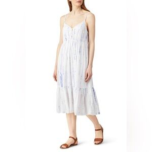 Rails Tie Dye Delilah Dress White Blue Sleeveless‎ Linen Blend Midi size medium
